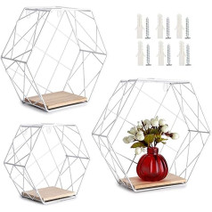 SUMNACON Set of 3 Wall Mounted Floating Shelves Wall Display Shelf Wall Storage Organiser Shelves Home Decor Shelf Rack for Living Room, Office, Bedroom, Bathroom, Kitchen, White