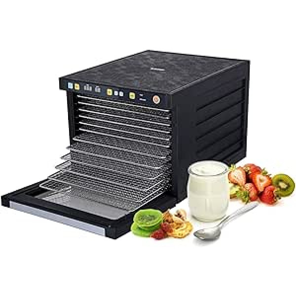 Bio Chef Savana Dehydrator with 6, 9 or 12 Stainless Steel Slots + Accessories - BPA Free - Modern Dehydrator with Timer & Pre-Programmed Settings for Meat, Fruit, Herbs, Vegetables - 9 Levels