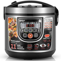 Forme Electric Rice Cooker with 11 Programmes 5L 860W LED Panel Time Control Warming Function Multicooker