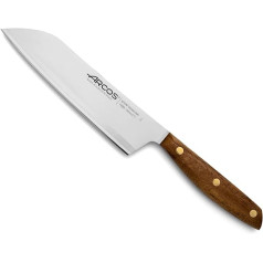 Arcos Nordika Series - Santoku Knife - Stainless Steel Nitrum - Blade 190 mm - Ovengkol Wooden Handle 100% Natural FSC - 100% Recycled Packaging - Colour Brown