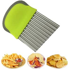 Bessikon® Vegetable Slicer, Chip Cutter, Chip Wave Cutter, Stainless Steel, Potato Cutter, Fries, Chips, Ripple Knife for Vegetables, Fruit Salad, Potato, Wave Knife for Children and Babies, Pack of 1