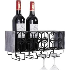 Satauko Wine Rack Metal for 4 Glasses Bottle Rack Organiser, Wall Bottle Rack for Kitchen Storage, Glass Rack for Dining Room, Wine Wall Decoration for Living Room, Living Room, Bar