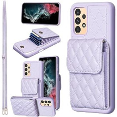 Vqwq Leather Wallet Case for Samsung Galaxy A13 4G / 5G - Hanging Card Slot Stand Multiple Function Flip Case Shockproof Protective Wallet Case for Samsung Galaxy A13 4G / 5G [21] - Purple