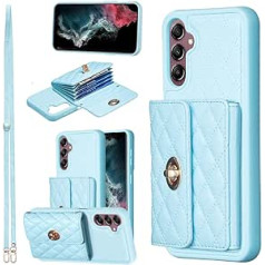 Vqwq Leather Wallet Case for Samsung Galaxy A14 4G / 5G - Crossbody Card Slot Metal Stand Magnetic Flip Case Shockproof Protective Wallet Case for Samsung Galaxy A14 4G / 5G [21] Blue