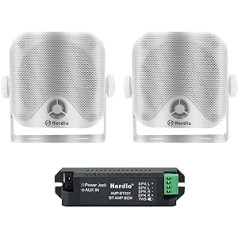 Herdio 4 Zoll Bluetooth 100 Watt Wasserdichter Marine Stereo Box Lautsprecher für Boot ATV UTV Heavy Duty Powersport Fahrzeuge Hof (Weiß)