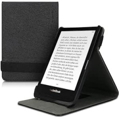 kwmobile Protective Case Compatible with Pocketbook Touch Lux 4/Lux 5/Touch HD 3/Color (2020) - Case e-Reader with Loop Stand - Black