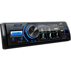 JVC USB Car Radio with Bluetooth and 3 Inch TFT Colour Display (Reversing Camera Input, Aux Input, MP3, WMA, FLAC, DSP 4 x 45 Watt), DAB+/USB/BT, Black