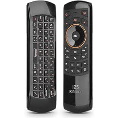 Rii Remote Control for HTPC/TV Box, IR Learning with QWERTY Keyboard, 2.4G Wireless Connection, Built-in Li-ion Battery, Black