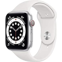 Apple Watch Series 6 44mm (GPS + Cellular) - Aluminiumgehäuse Silber Weiß Sportarmband (Generalüberholt)