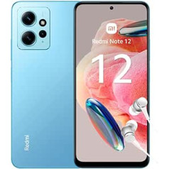 Xiaomi Redmi Note 12 Smartphone with Headphones, 4 + 128 GB, Mobile Phone without Contract, 6.67 Inch FHD+ AMOLED DotDisplay, 5,000 mAh, 50 MP Camera, 33 W Fast Charging, Dual SIM, Ice Blue (DE