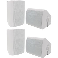 STUDIOFINIX 5.25 Inch 600 Watt Outdoor Speaker Outdoor Speaker for Outdoor Indoor Wall Mount Patio Deck Camper Garden Patio Restaurant Home 2 Pairs (White)