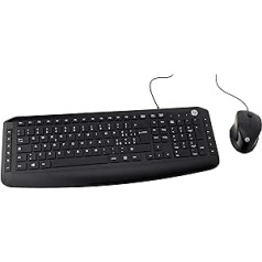 HP - PC Pavilion 200 USB Keyboard and Mouse, Quick Dial and Multimedia Keys, LED Indicator for Shift/Number and Scroll Buttons, Integrated Wrist Rest, DPI 1600, Slim Design Black