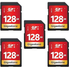 Gigastone 128GB SDXC Memory Card 5 Pack UHS-I U1 Class 10 up to 80MB/s for Canon Sony Nikon Olympus PC Digital Camera