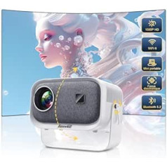 Projector Electric Focus/Trapezoidal Correction: ±360° Rotating Mini Projector Jimveo Sky Projector 1080P Full HD 12000L WiFi6 Bluetooth Projector Supports 4K Home Cinema 300 Inch Display with TV