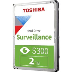 Toshiba 2TB S300 Surveillance HDD - 3.5 Inch SATA Internal Hard Drive Supports up to 64 HD Cameras at a 180TB/Year Workload (HDWT720UZSVA)