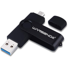 Wansenda USB 3.0 Memory Stick 2 in 1 OTG External Storage for Android Devices / PC / Tablet / Mac, Black 64GB