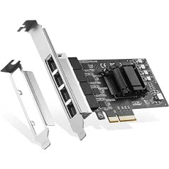 Binardat 4 Ports 2.5G PCIe Network Adapter, RTL8125B LAN Controller, 2500/1000/100Mbps RJ45 Ethernet NIC Card, Supports PXE for Windows/Linux