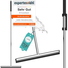 Squeegee Stainless Steel High Gloss Polished with Silicone Holder No Drilling - Floor Squeegee Shower with Lip and Handle Made of Silicone - Shower Floor Optimised - Water Squeegee Floor Ergonom