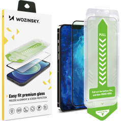 9H rūdīts stikls ar montāžas rāmi priekš iPhone 15 Pro Max Premium Glass, melns