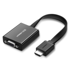 Adapteris HDMI - VGA micro USB AUX audio 3,5 mm mini ligzda, melna