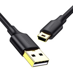 Kabelis 5 kontaktu apzeltīts USB - mini USB kabelis 0,25m, melns