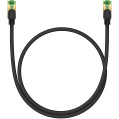 Ātrs LAN RJ45 Cat.8 tīkla kabelis 40Gbps pīts 0,5m melns