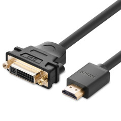 Kabeļa adaptera adapteris DVI vītne - HDMI vīrs 22cm melns