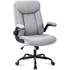 MZLEE Ergonomic Office Chair, Computer Chair, Desk Chair, Swivel Work Chair with Flip Up Armrest, Height Adjustable, Comfortable for Office, Home, Gaming (Grey Fabric)
