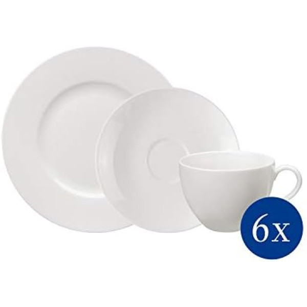 vivo by Villeroy und Boch Group - Basic White Kaffee-Set, 18 tlg,, für bis zu 6 Personen, Premium Porzellan, spülmaschinen-, mikrowellengeeignet, weiß