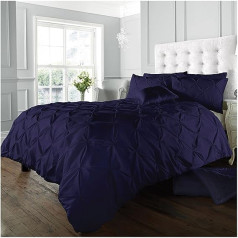 GC GAVENO CAVAILIA Alford Duvet Cover Luxury Pintuck Poly Cotton Soft Bedding Set Polycotton Navy Double