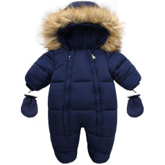 DondPO Winteroverall Baby Junge, Neugeborene Warme Herbst Walkoverall Bodysuits mit Fuß mit Kapuze Langarm Baby Kleidung Taufanzug Winteroverall Unisex Winter Baumwolle Strampler Einteiliger