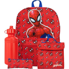 Marvel School Bag Backpacks, Lunch Bag, Water Bottle, Pencil Case, Children's Backpack Boys, Red, red, School bag set