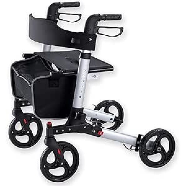 Gima - Stylish Folding Walking Frame - Lightweight Aluminium Structure - Padded Nylon Seat - Pull Up Strap - 43164