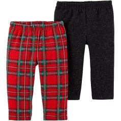 Carter's Baby Girls' 2-Pack Fleece-Lined Leggings, Red/Black, 6 Months