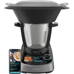 Cecotec Mambo Touch Multifunctional Food Processor, 1600 W, 37 Functions, 5 Inch TFT Touch Screen, with Integrated Recipes, 3 Litre Capacity, App, Stainless Steel Scales and Jug, 04345, Black