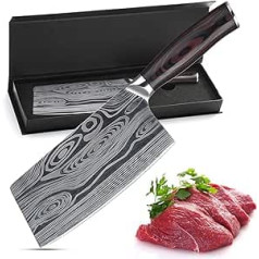 Theexecva Chopping Knife Butcher Cleaver 7 Inch German High Carbon Stainless Steel Chopper Knife, Professional Chinese Chef's Knife, High Performance Blade for Kitchen and Restaurant (meat knife)