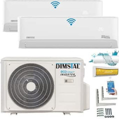 A++/A++ Duo-Split SelfClean WiFi/WLAN/App Control Golden-Fin 2.6 + 3.5 kW 9000+12000 BTU MultiSplit Air Conditioner Inverter Air Conditioner with Two Indoor Units 2 Indoor Units and Heating