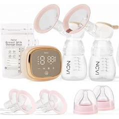 NCVI Double Electric Breast Pump 8102, Upgraded 4400mAh Battery with Night Light, Portable Breast Pump for Breastfeeding, 4 Modes & 9 Levels, LED Display, with 8 Flanges, Breast Milk Bag, Nursing Pads