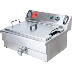 Valgus Commercial Electric Fryer Stainless Steel 3000W 30L Large Capacity Kitchen Roasting Machine with Basket and Lid Drain System for Restaurant and Home