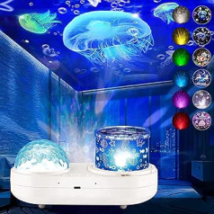 ONXE Starry Sky Projector Children, 2 Uses Rotating LED Starlight Lamp, Night Light Baby with Timer, 6 Film, 12 Colours, Galaxy Projector for Birthdays and Children's Room Decoration