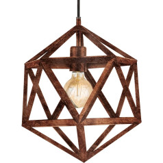 EGLO Embleton Pendant Light, 1 Bulb Industrial Vintage Retro Pendant Light Made of Steel in Antique Copper, Dining Table Lamp, Living Room Lamp Hanging with E27 Socket, Diameter 30.5 cm