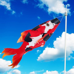Boao Realistic Fish Windsock Red Fish Windsock Red Koi Fish Decoration Outdoor Decoration Windsock Flag Tree Front Patio Lawn Garden Yard Decoration 116cm (Pack of 1)