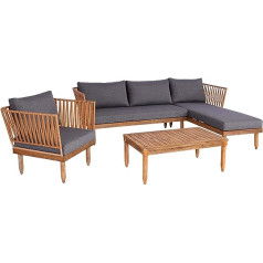 Mendler HWC-L29 Garden Furniture Set Lounge Set Sofa Acacia Wood MVG Certified Dark Grey