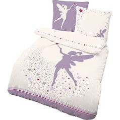 LINKHOFF Children's Bed Linen 135 x 200 cm Fairy Bed Linen Stars Lilac Fairy Children's Bed Linen 135 x 200 cm White Purple Duvet Cover Made of 100% Cotton
