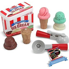 Melissa & Doug Ice Cream Scoop Set: Play Food Set Bundle with 1 Theme Compatible M&D Scratch Fun Mini Pad (04087)
