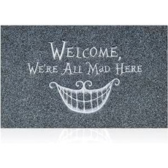 AOAOPQ Funny Doormats Outdoor Welcome Mat Indoor Smiley Floor Mats with Non-Slip Rubber Backing We Are All Mats Here Doormat Easy to Clean Grey