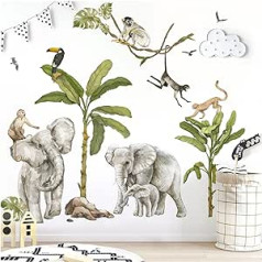 Grandora DL770-5 XXL Wall Sticker Set Safari Tree Animals Wall Sticker for Children's Room