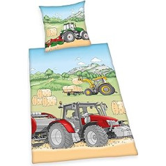 Tractor Bed Linen Set, Pillow Case 70 X 90 cm, Duvet Cover 140 X 200 cm, Material: 100% Cotton, Renforcé, With Easy-Running Zip