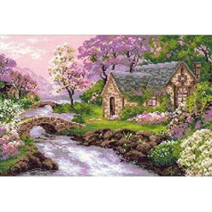 Riolis Stickpackung Cottage am Fluss 1098, gezählter Kreuzstich, Spring View (14 Count)