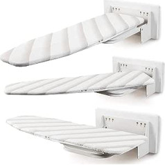 uyoyous Wall-Mounted Ironing Board with Heat Resistant Cotton Cover Foldable Space Saving 95 x 30 cm Ironing Board Wall Mounted 180° Rotating Ironing Board for Steam Irons - White